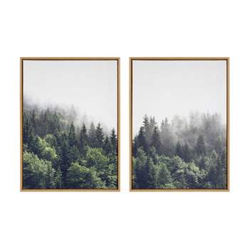 Kate & Laurel All Things Decor (Set of 2) 28"x38" Sylvie Lush Forest on a Foggy Day Framed Wall Arts by The Creative Bunch Studio Natural