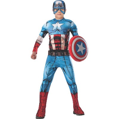 Boys' Marvel Muscle Chest Captain America Costume - Size 6-8 - Blue : Target