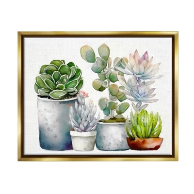 Stupell Industries Mixed Botanicals Floral Succulents Framed Floater Canvas Wall Art