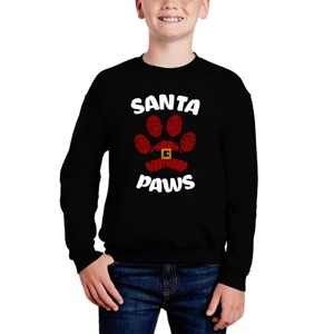 LA Pop Art Santa Paws - Boy's Word Art Crewneck Sweatshirt - 1 of 4