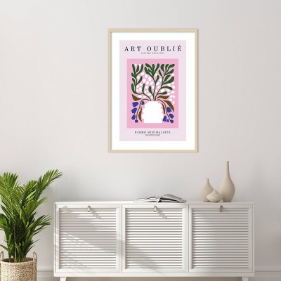 Periwinkle Flowers Minimalist Framed Poster Print in Natural Wood