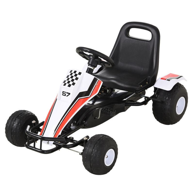 Aosom Pedal Go Kart Children Ride on Car Racing Style with Adjustable Seat, Plastic Wheels, Handbrake and Shift Lever, 1 of 9