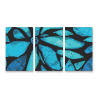Trademark Fine Art Alonzo Saunders  Black and Blue I 3 Piece Panel Set Art