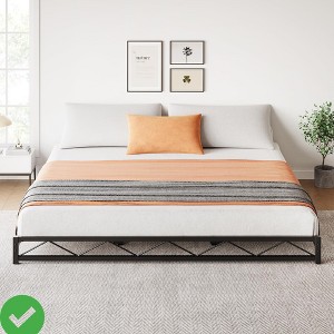 Modern Metal Platform Bed Frame - Sturdy Steel Slat Support No Box Spring Needed,  (Full/Queen/King) - 1 of 4