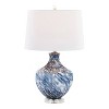 LumiSource (Set of 2) Lotus 27" Contemporary Table Lamps Navy and Gold Glass and Clear Crystal with White Shade from Grandview Gallery - 3 of 4