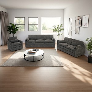 89" Chenille 3-Seater Sofa with Double-Layer Cushion & Detachable Lumbar Pillow - 1 of 4