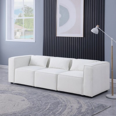 3 Seater Modular Sofa Couch with Chenille Fabric, U Shaped Sectional Sofa with Movable Ottoman, Modern Modular Sofa for Living Room or Apartment-Koiai