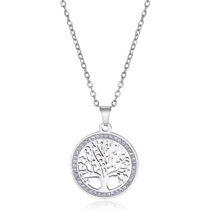 Clotth Tree of Life Necklace - Luxurious 925 Silver Jewelry with Clear Zirconia, Symbolic Family Tree Pendant for Occasions - 1 of 4