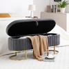 CAVINAS Oval Velvet Storage Ottoman Bench with Metal Golden Legs,Upholstered Storage Ottoman,Storage Bench for Living Room,Bedroom - 2 of 4