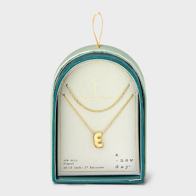 14K Gold Dipped Initial Bubble Multi-Strand Pendant Necklace - A New Day™ Gold