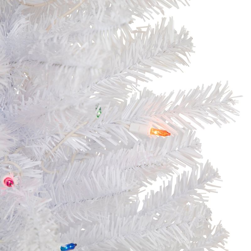 Northlight 2' Lighted Woodbury White Pine Slim Artificial Christmas Tree, Multi Lights, 3 of 8