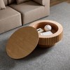 Sapphtopaz 31.49" Modern Round Coffee Table with Hidden Storage Wood Center Table with Pedestal Coffee Bar Table Home Decor for Living Room - 3 of 4