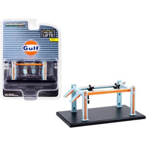 Adjustable Four-Post Lift "Gulf Oil" Light Blue and Orange "Four-Post Lifts" Series 1 1/64 Diecast Model by Greenlight - 1 of 3