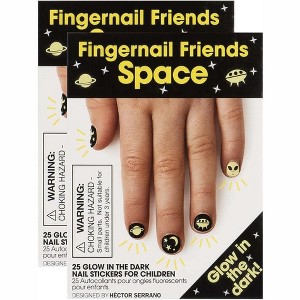 Wrapables Fingernail Friends Colorful Nail Stickers Nail Art for Children, Glow in the Dark Space (50 Stickers) - 1 of 1