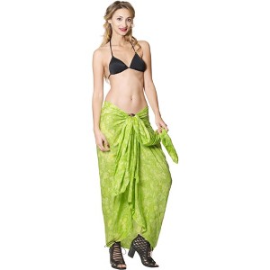 LA LEELA Women's Bikini Beach Wrap Swimwear Cover up Bathing suit Summer Wraps Swimsuit Sarong Skirts for Women One Size Green, Tie Dye Design - 1 of 4
