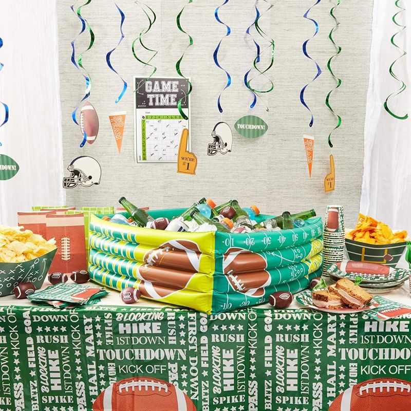 Juvale 3 Pack Football Plastic Tablecloth for Game Day Party, Green Table Cover (54 x 108 in), 2 of 8