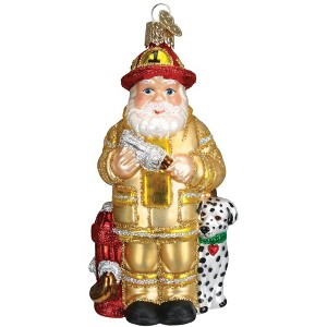 Old World Christmas Blown Glass Ornament for Christmas Tree, Yellow Fireman Santa - 1 of 3