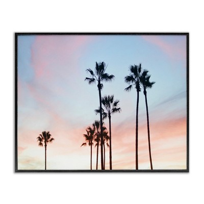 Stupell Industries Sunset Sky with Palm Tree Silhouettes Framed Giclee Art