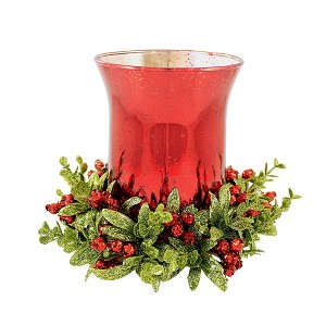 Ganz 6.0 Inch Kissing Krystals Candle Holder Use Battery Candles Holly Hurricane Candle Holders - 1 of 3