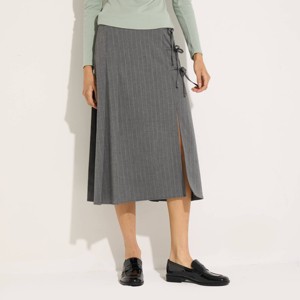 Women's Pleated Midi Skirt - Wild Fable™ Gray Striped - 1 of 3