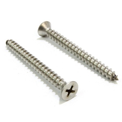 Bolt Dropper 1-1/2'' Stainless Flat Head Phillips Wood Screw - 100 ...