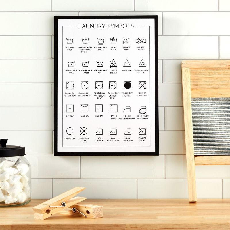 Juvale Framed Laundry Symbols Wall Art Sign for Home Decor, Wood Care Guide Poster, White, 12 x 16 In, 4 of 9