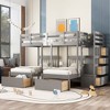 NicBex Full over Twin Bunk Bed Pine Frame Triple Bed Frame with 6 Drawers, Stairs and Full Length Guardrail, No Box Spring Required - 2 of 4