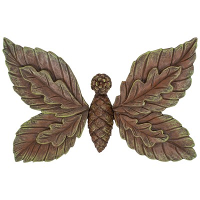 Nat & Jules Pinecone Butterfly Brown 3 inch Resin Stone Outdoor Tree Face Statue