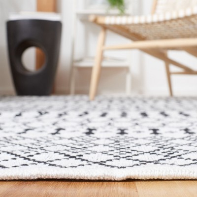 Bohemian Nomad Black and Ivory Cotton Flat Weave Rug - 27"x9"