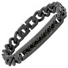 Steeltime Men's stainless steel thick cuban link chain and simulated black diamonds id bracelet. Color Options: Silver Black - 2 of 4