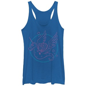 Women's SpongeBob SquarePants Seahorse Unicorn Ride Racerback Tank Top - 1 of 3