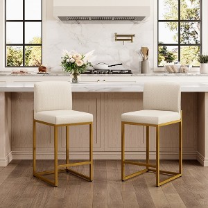 Captiva Designs 24 inch Height Bar Stool with Padded Seat and Back & Sturdy Steel Frame & Footrest - 1 of 4