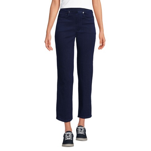 Lands' End Women's Starfish High Rise Knit Denim Straight Crop Jeans ...