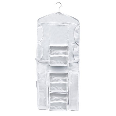 Hastings Home Hanging Dual-Sided Wrapping Paper Storage and Organizer With Clear Compartments - White