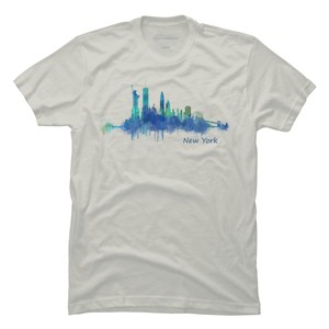 Men's Design By Humans New York City Skyline v05 Cityscape Watercolor By HQPhoto T-Shirt - 1 of 3