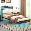 Safstar Twin Size Bed Frame w/LED Light & Charging Station Heavy Duty Metal Platform Bed - 3 of 4
