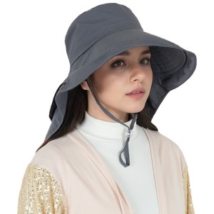 Anna-Kaci Womens Sun Hat Wide Brim Bucket Hats with Neck Flap and Ponytail Hole for Summer Beach Fishing Hiking - 1 of 4