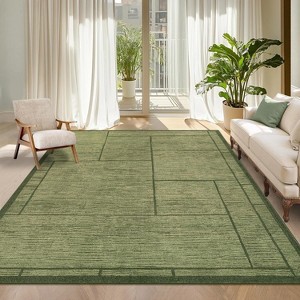 Solid Rug Living Room Area Rug 8x10 Modern Washable Rugs Large Stain Resistant Soft Low Pile Carpet with Non Slip Backing Geometric - 1 of 4