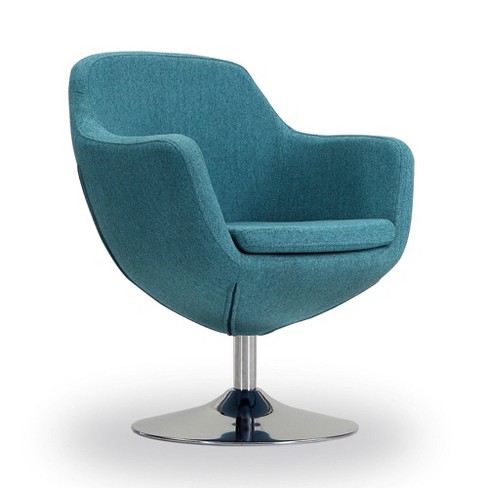 Caisson Twill Swivel Accent Chair Blue Manhattan Comfort