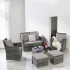 Mshliw 6-Piece Wicker Patio Furniture Set with Ottoman & Tempered Glass Coffee Table – Rattan & Cushions for Outdoor Garden, Patio, or Balcony - 2 of 4
