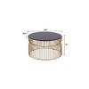 30" Metal Frame Round Coffee Table with Tinted Tempered Glass Top Modern Contemporary Living Room Furniture - 2 of 4