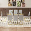 9-Piece Dining Set with Tempered Glass Table and 8 PU Armless Chairs - 2 of 4