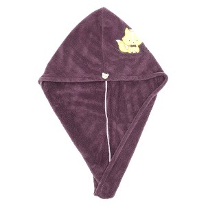 Unique Bargains Women Soft Fox Pattern Hair Towel Purple 1 Pc - 1 of 3