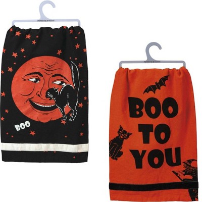Decorative Towel 28.0" Ornage Moon & Boo To You Halloween 100% Cotton Kitchel  -  Kitchen Towel