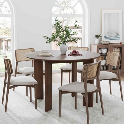 Lirago Nordic Style Solid Wood Round Dining Table - Perfect for 4 People 45*45 Walnut