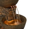 Mason 35" High Large Rustic Indoor Outdoor Decor Faux Stone Floor Fountain with Light LED Standing Outside Garden Patio Yard - 3 of 4