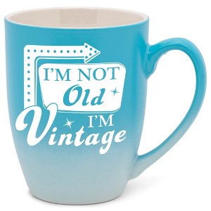 Elanze Designs I'M Not Old, I'M Vintage Two Toned Ombre Matte Pale Blue and White 12 ounce Ceramic Stoneware Coffee Cup Mug - 1 of 4