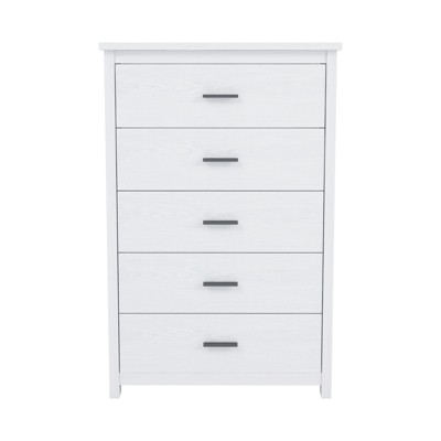 FONTOI Country Style Nightstand with 5 Drawers, Side Table with Storage Cabinet, Dresser for Bedroom, White, 15.7"*47.8"*31.5"