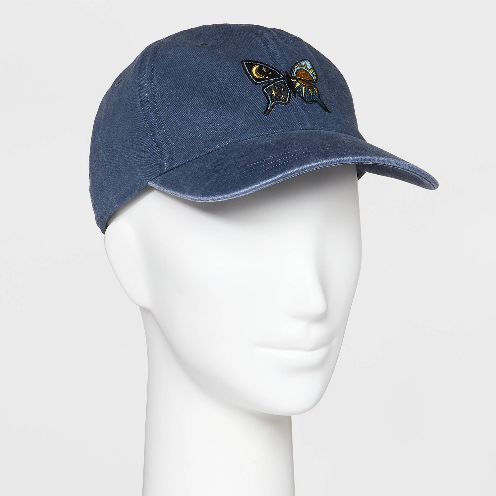 Women's Washed Canvas Butterfly Baseball Hat - Wild Fable Navy Blue