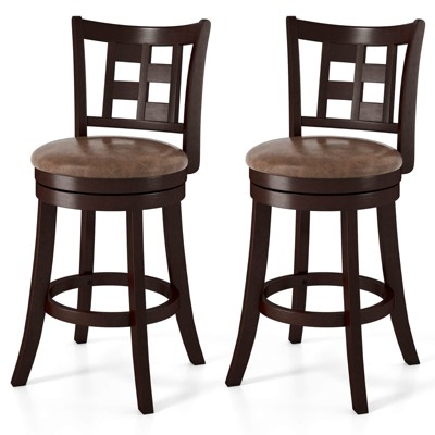 Costway Set of 2/4 Bar Stools 26" Swivel Bar Chairs with Footrest, Lattice Backrest